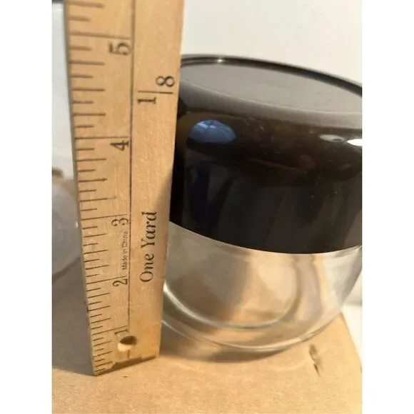 2 Heller Designs INC glass containers brown lids USA VTG